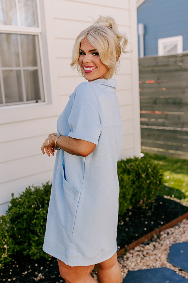 Premium Sky Blue Ribbed Mini Dress - Casual Chic Essential