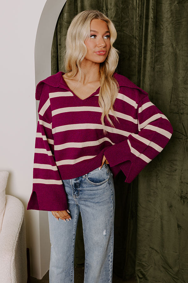 Premium Royal Plum Stripe Sweater - Ultimate Fall Chic