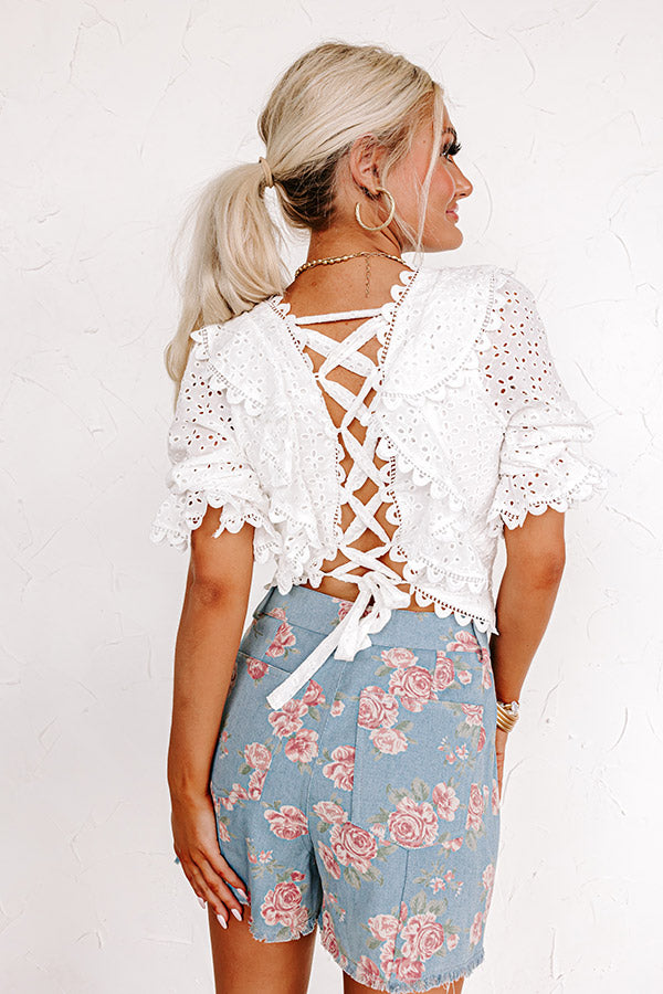 Ultimate Romantic Eyelet Crop Top – Premium Lace-Up Design