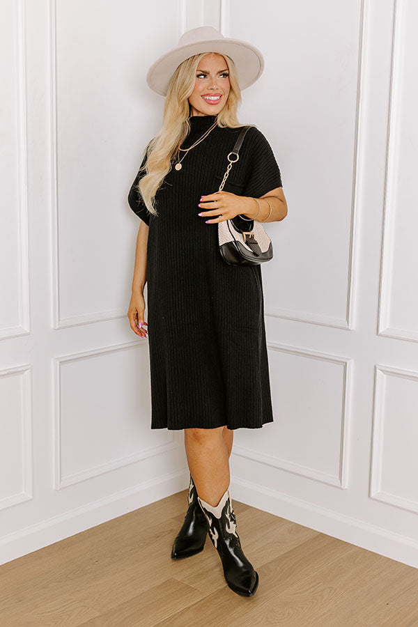 Premium Autumn Ribbed Sweater Dress - Black Curves Edition