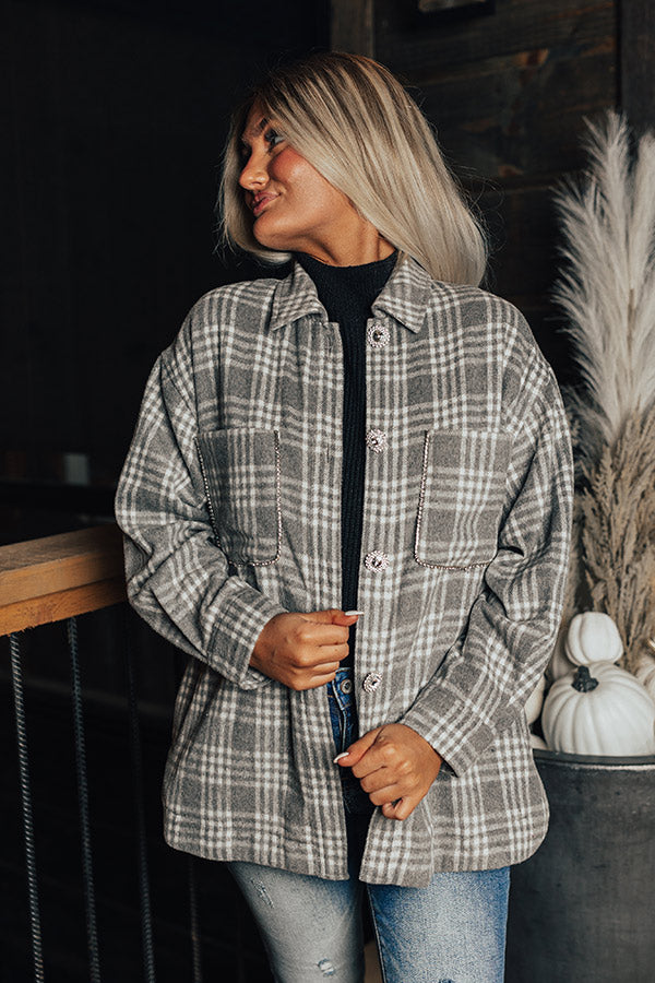 Premium Embellished Plaid Jacket - Grey | Ultimate Style & Comfort
