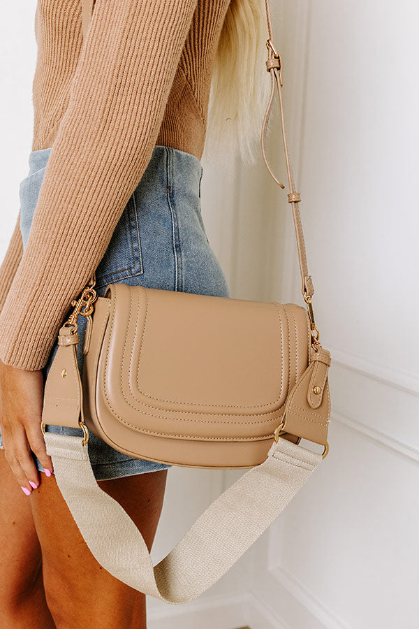 Premium Faux Leather Crossbody Bag - Iced Latte Edition