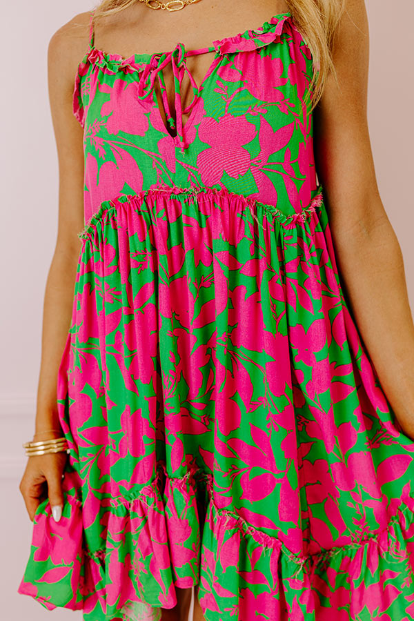 Ultimate Summer Style: Tropicana Trendsetters Babydoll Mini Dress in Vibrant Hot Pink