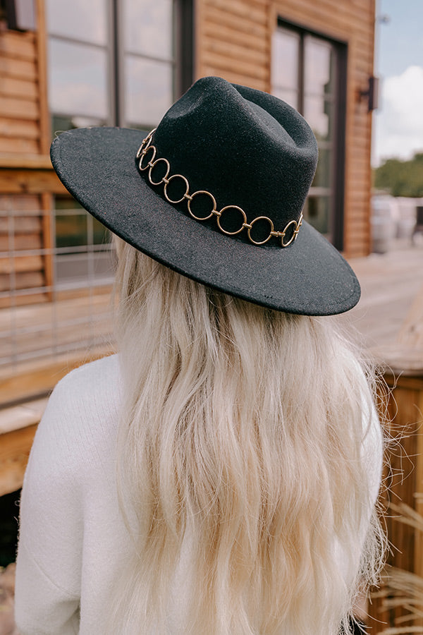 Premium Luxe Felt Fedora Hat with Gold Chain Detail