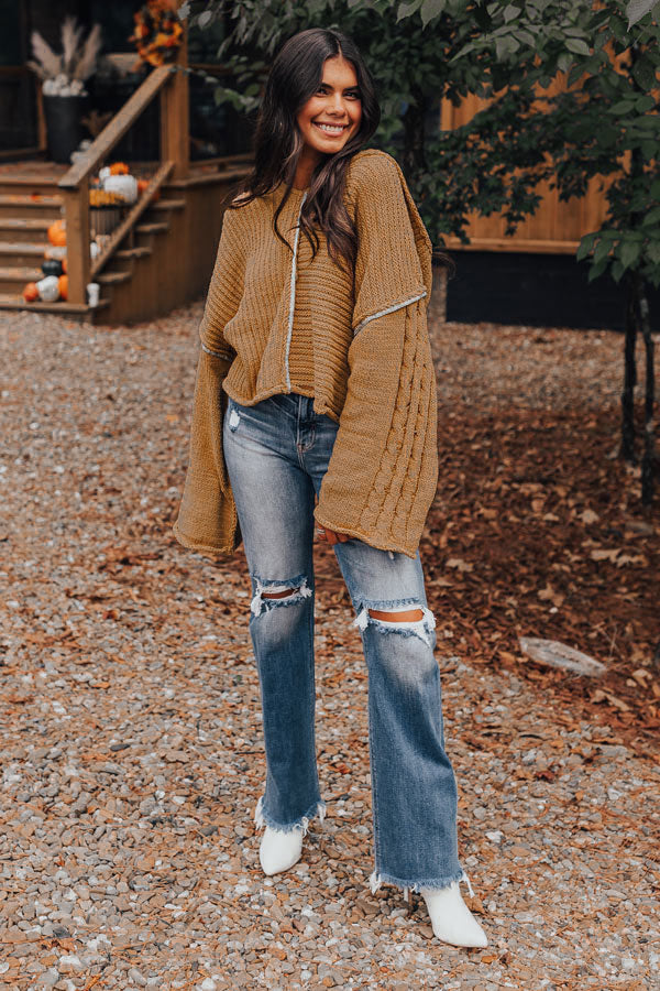Premium Boho Knit Hoodie - Camel Cozy Edition