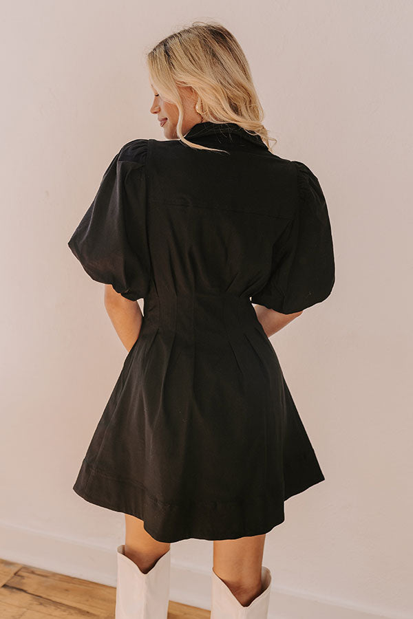 Ultimate Chic Black Button Down Mini Dress - Turn Heads Instantly