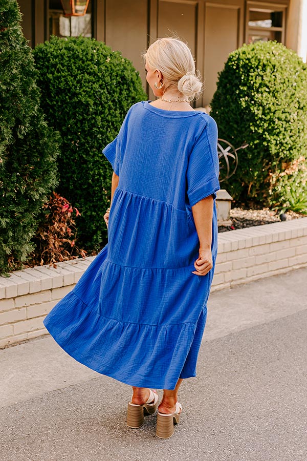 Premium Royal Blue Midi Dress - Effortless Elegance