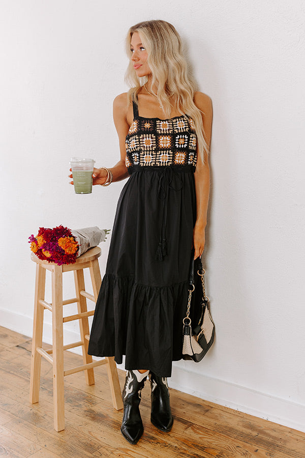 Premium Bohemian Crochet Midi Dress