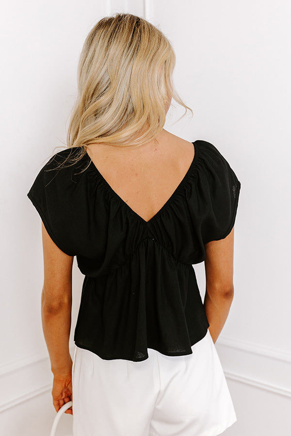 Premium Linen-Blend Crush Top - Black | Ultimate Comfort & Style