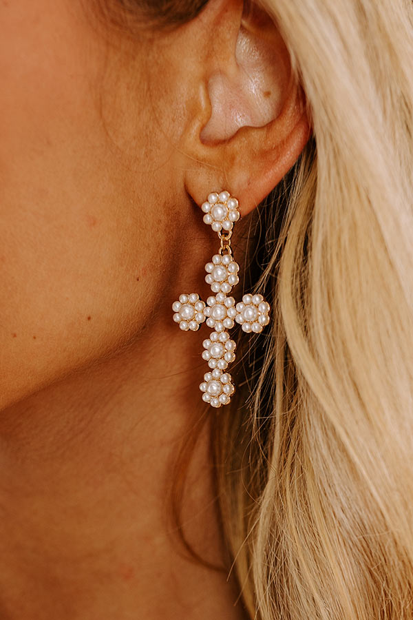 Premium Faith-Inspired Pearl Cross Earrings