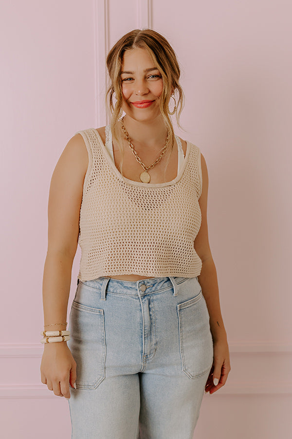 Ultimate Beach Daydream Knit Crop Top - Natural