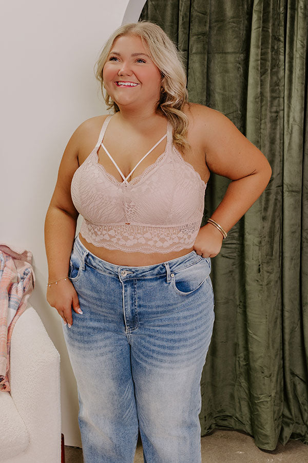 Premium Luna Longline Lace Bralette - Dusty Blush Curves | Ultimate Comfort & Style