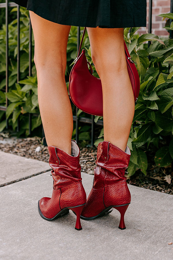 Premium Eliza Faux Leather Bootie in Rich Wine