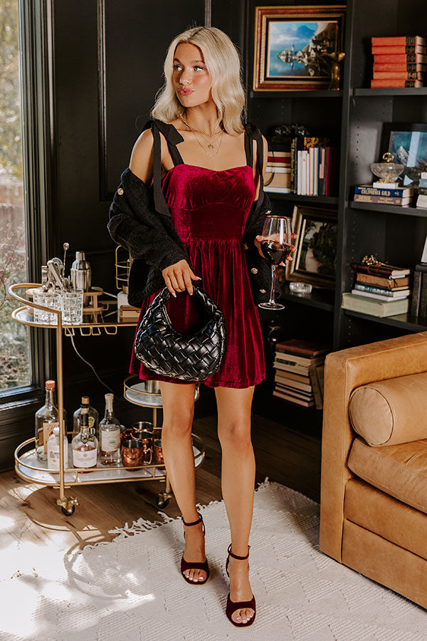 Premium Velvet Mini Dress in Wine - Ultimate Luxe Style