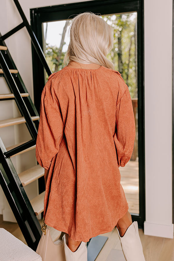 Ultimate Rust Corduroy Mini Dress - Effortlessly Chic