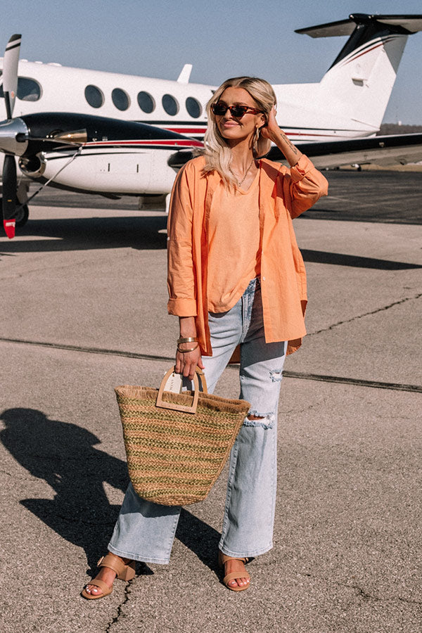 Premium Lucky Charm Orange Button-Up Top