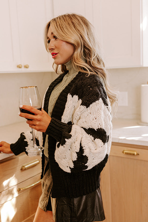 Ultimate Stripe A Pose Knit Cardigan - Black & White