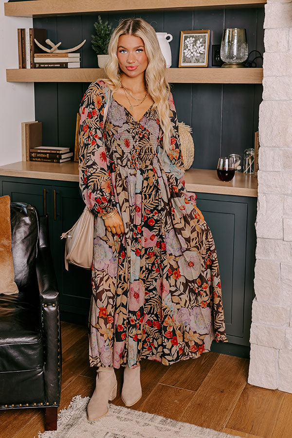 Premium Fall Dreaming Floral Midi Dress