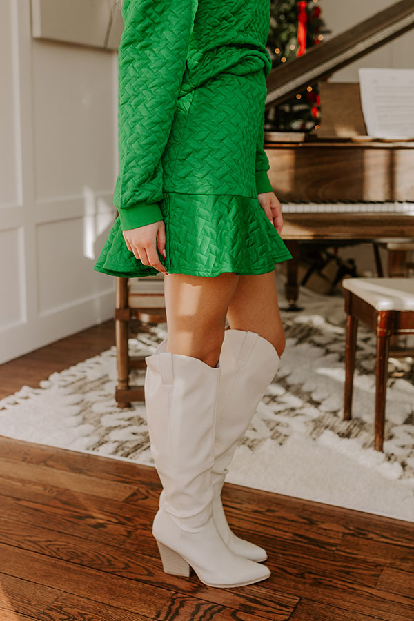 Premium Holiday Cocktails High Waist Quilted Mini Skirt