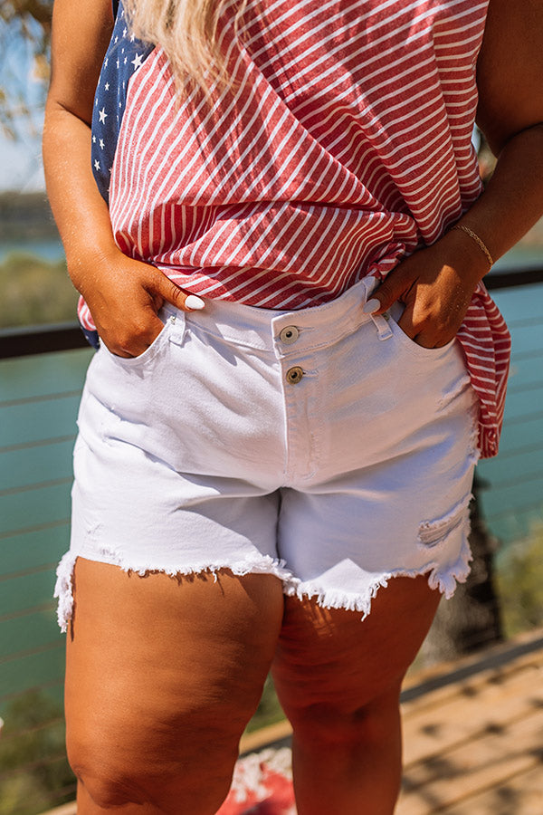 Premium High Waist Distressed Shorts - Ultimate Curve Fit