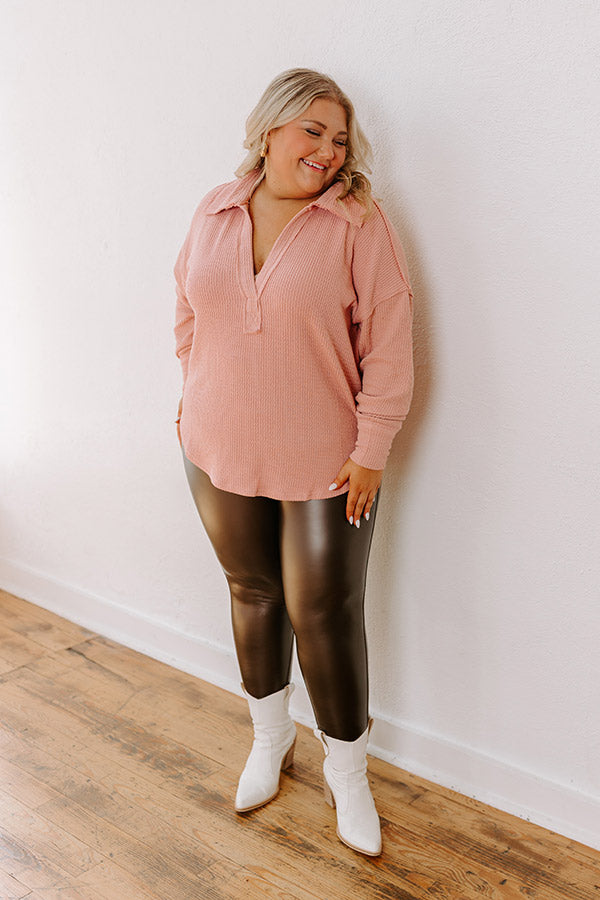 Premium Coffee Run Cutie Shift Top - Light Blush Curves