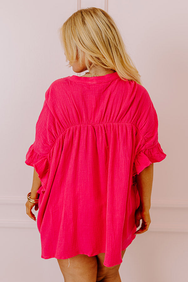 Ultimate Divine Downtime Button-Up: Hot Pink Curves for Effortless Style