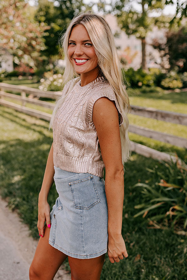 Premium Metallic Cable Knit Sleeveless Top