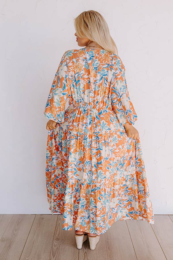 Ultimate Blossom Breeze Floral Maxi Dress - Persimmon Curves