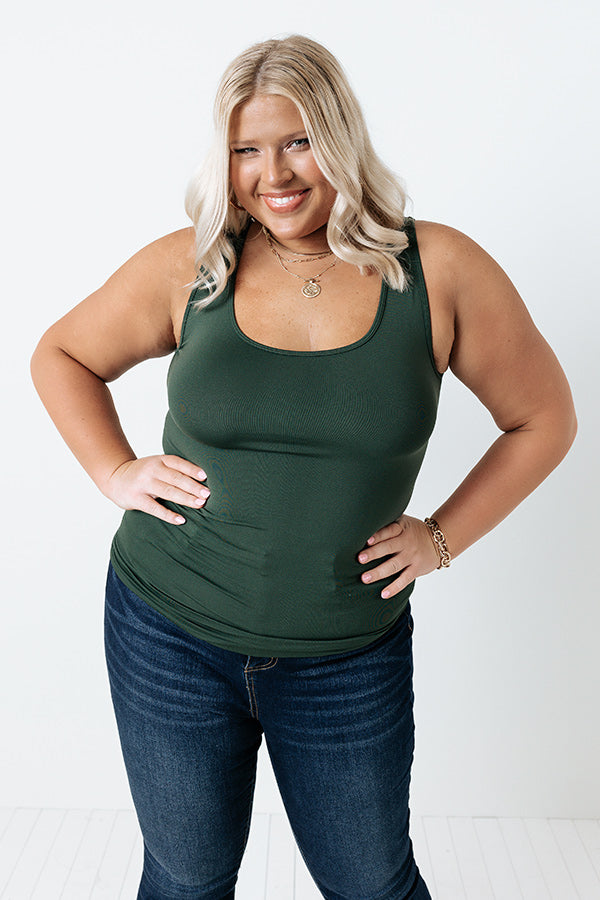 Premium Seamless Plus Size Tank - Hunter Green | Ultimate Comfort & Style