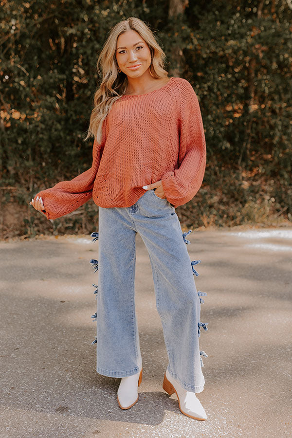 Premium Cozy A La Mode Knit Sweater - Rust