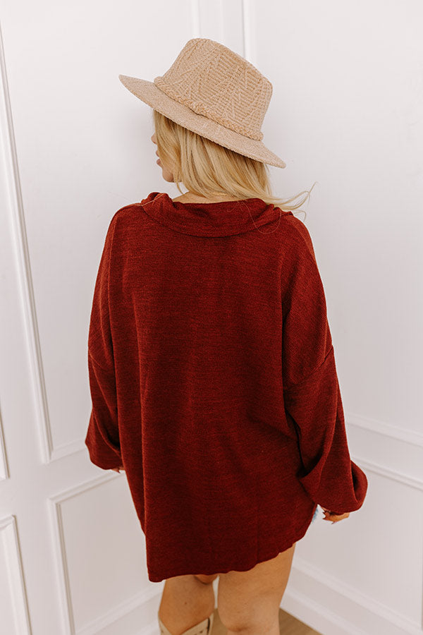 Premium Rustic Wine Knit Henley Top - Ultimate Fall Style