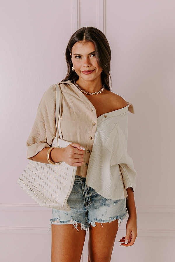 Premium Summer Lover Colorblock Top - Iced Latte & Ivory