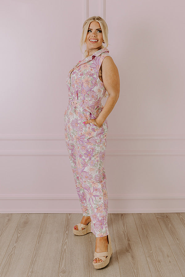 Ultimate Floral Denim Jumpsuit for Curves