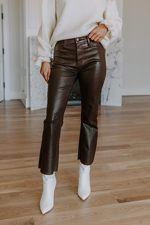 Just USA Premium Ariadne High-Waist Coated Straight Leg Pants in Espresso