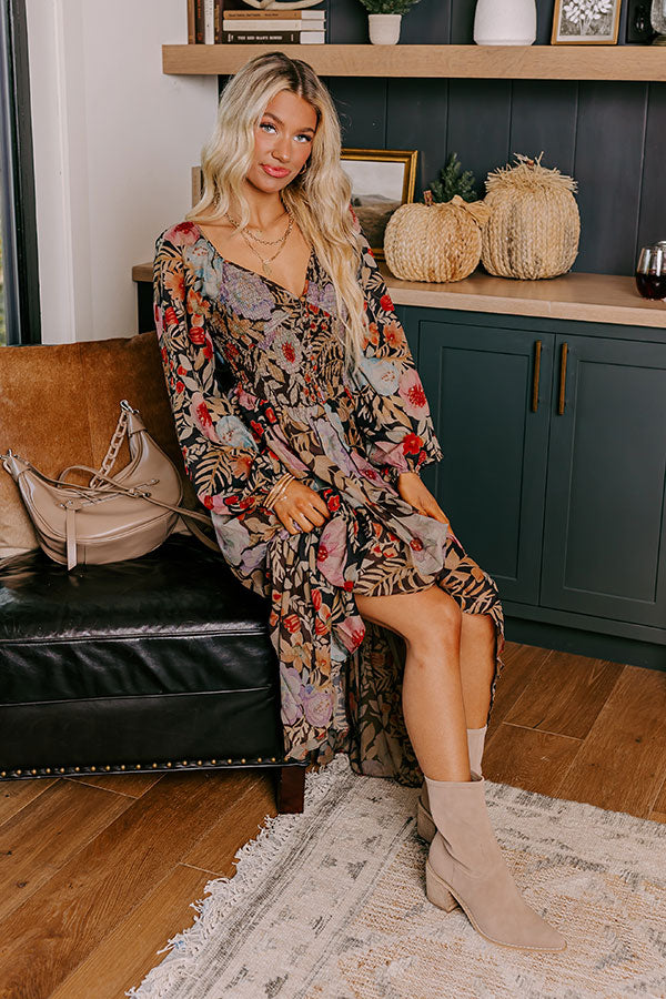 Premium Fall Dreaming Floral Midi Dress