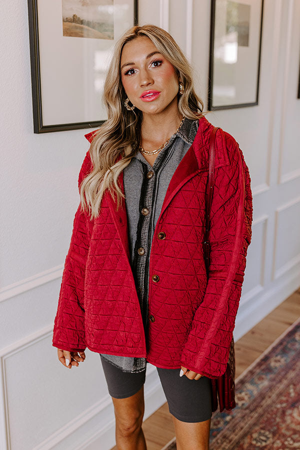 Premium Bonfire Nights Quilted Jacket in Wine - Ultimate Cozy Layering