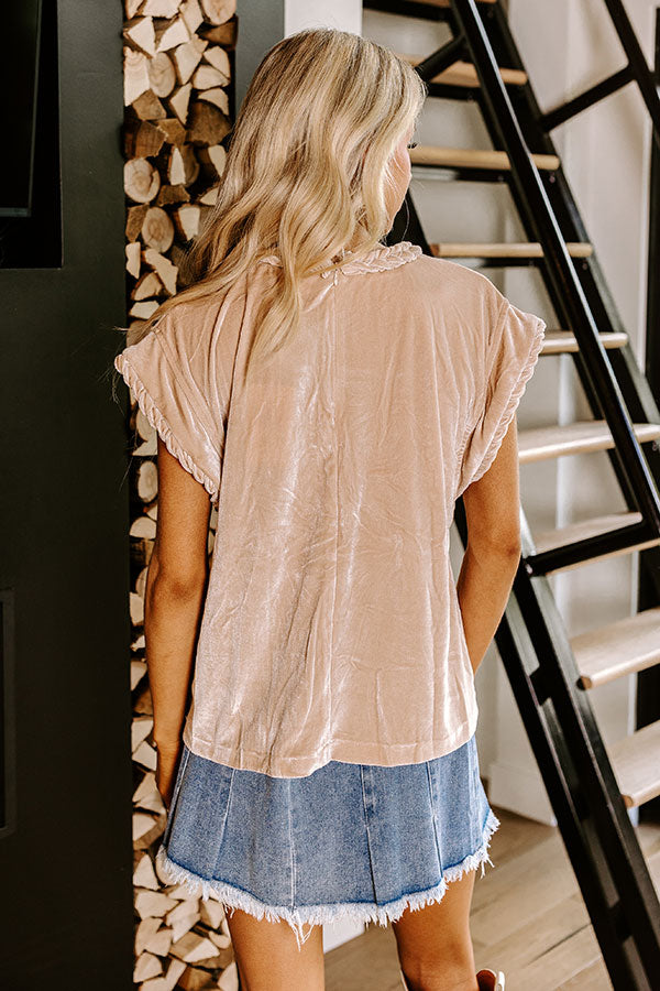 Premium Velvet Glam Top - Champagne Luxe