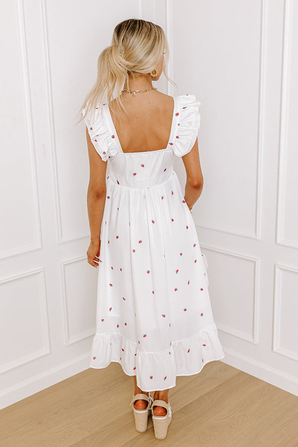 Premium Strawberry Kisses Button Down Midi Dress