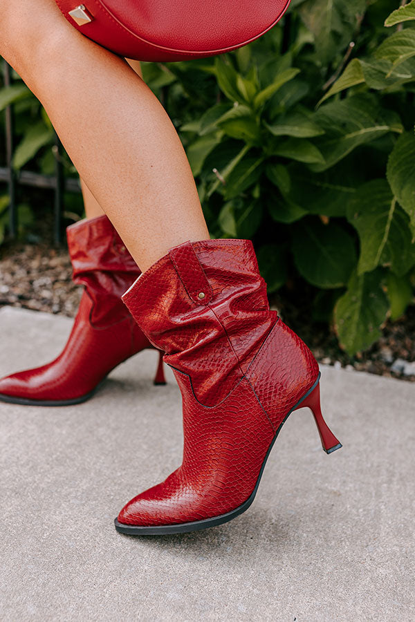 Premium Eliza Faux Leather Bootie in Rich Wine