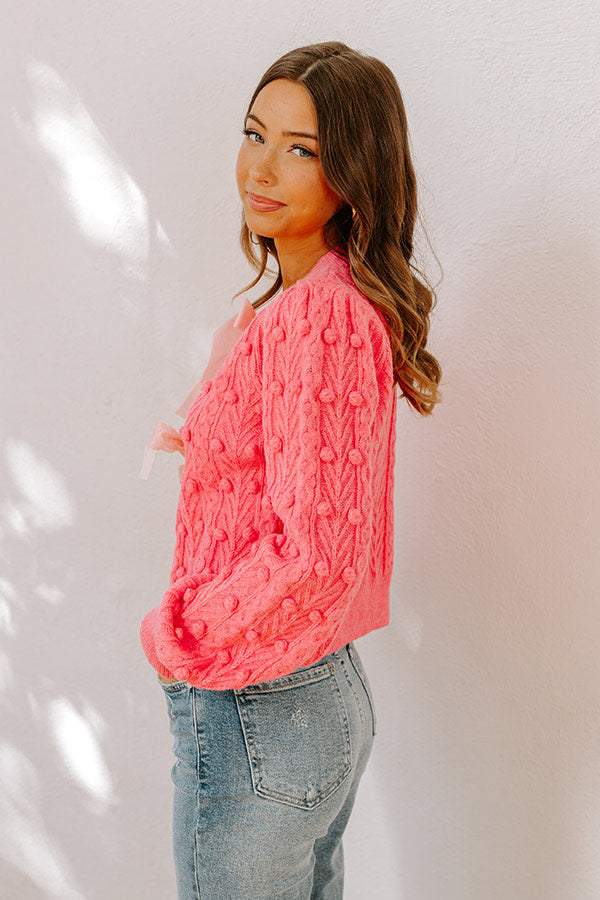 Ultimate Cozy Pom Accent Knit Cardigan