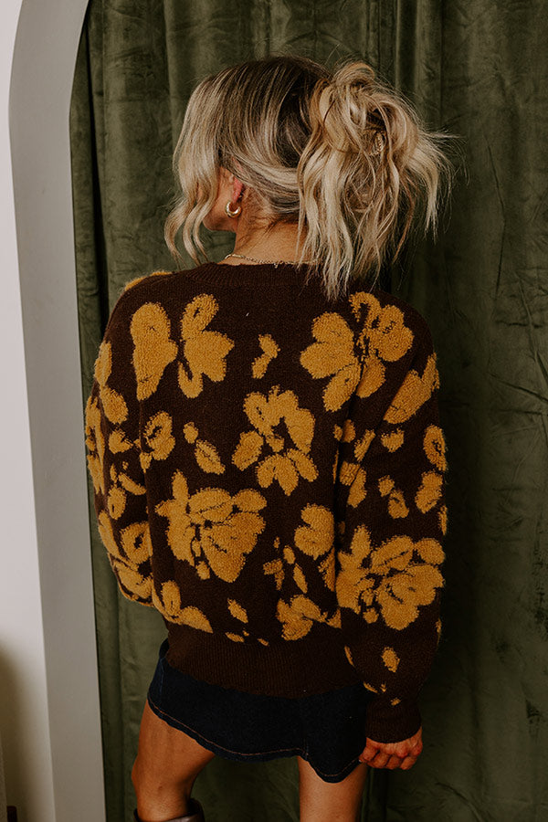 Premium Cocoa Bomb Floral Knit Sweater - Ultimate Cozy Style