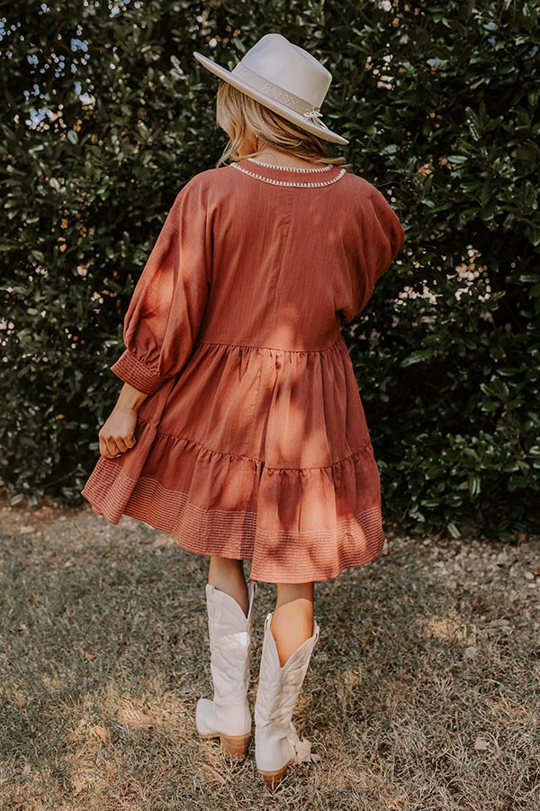 Premium Dreamy Moment Mini Dress in Rust - Ultimate Comfort & Style