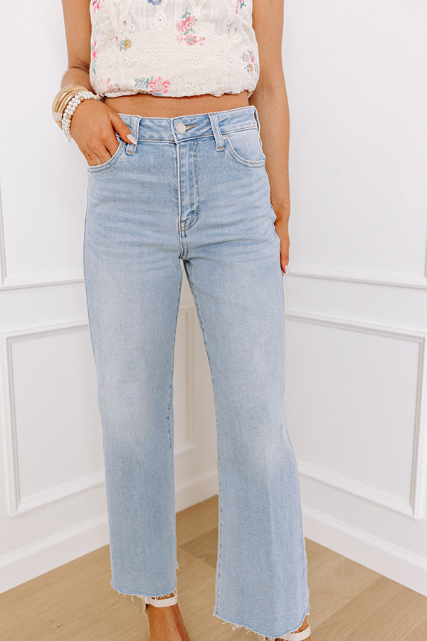 Just USA Roxanne Premium High Waist Straight Leg Jeans - Light Wash