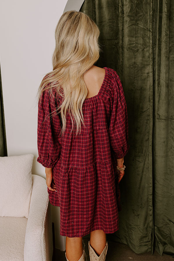 Premium Pumpkin Spice Plaid Mini Dress - Ultimate Cozy Style