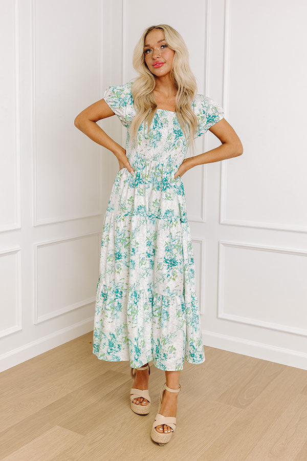 Premium Green Smocked Midi Dress - Ultimate Summer Style