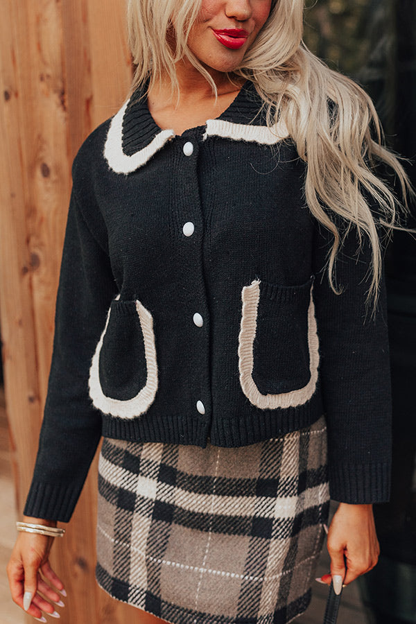 Premium Small Town Cutie Knit Cardigan - Black