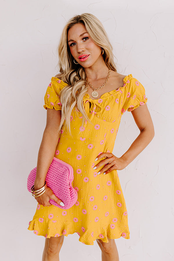 Premium Mustard Floral Thrill Me Dress