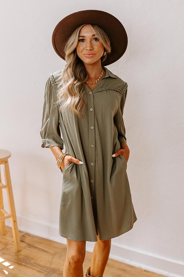 Premium Olive Braided Mini Dress | Ultimate Fall Fashion