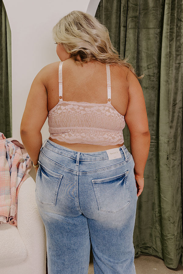 Premium Luna Longline Lace Bralette - Dusty Blush Curves | Ultimate Comfort & Style