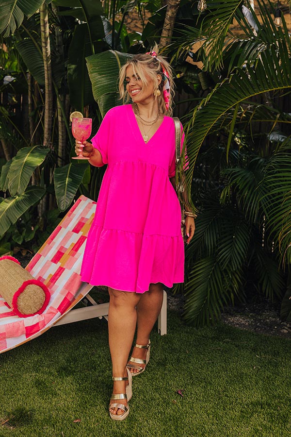 Ultimate Cool Cruise Shift Dress - Hot Pink Curves